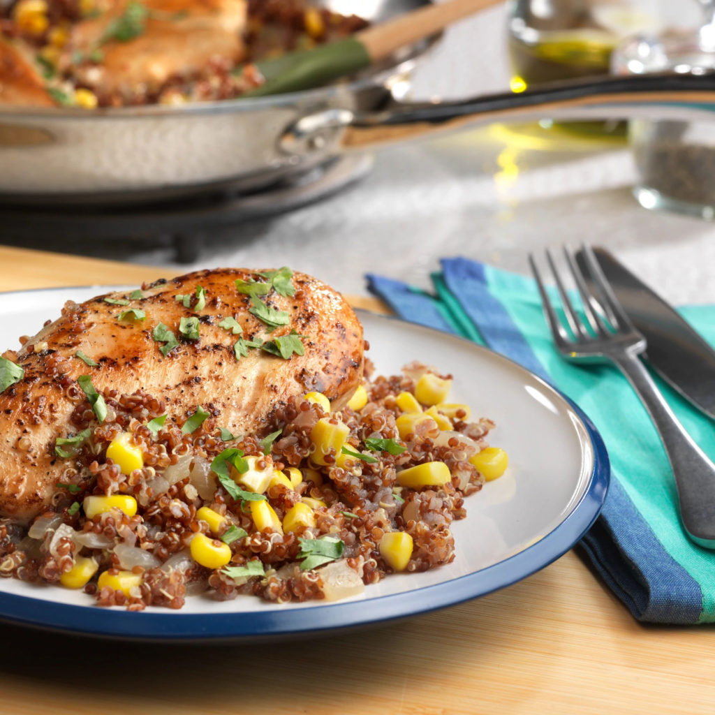 sauteed chicken with citrusy corn & quinoa