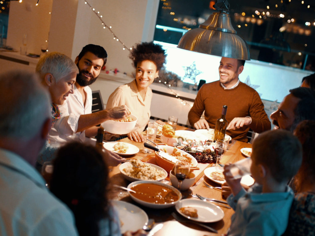 Family sharing meal