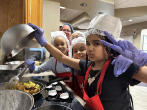 Students in Camden explore new foods and cooking techniques 	through hands-on nutrition education classes.